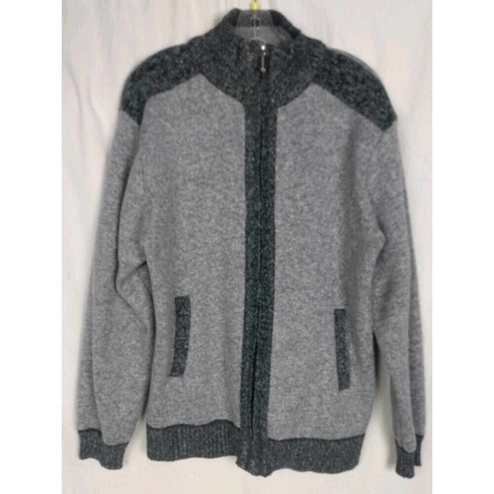 Yeo Kou Sweater Mens Size XLarge Gray Cashmere Wool‎ Blend Full Zip Mock Neck